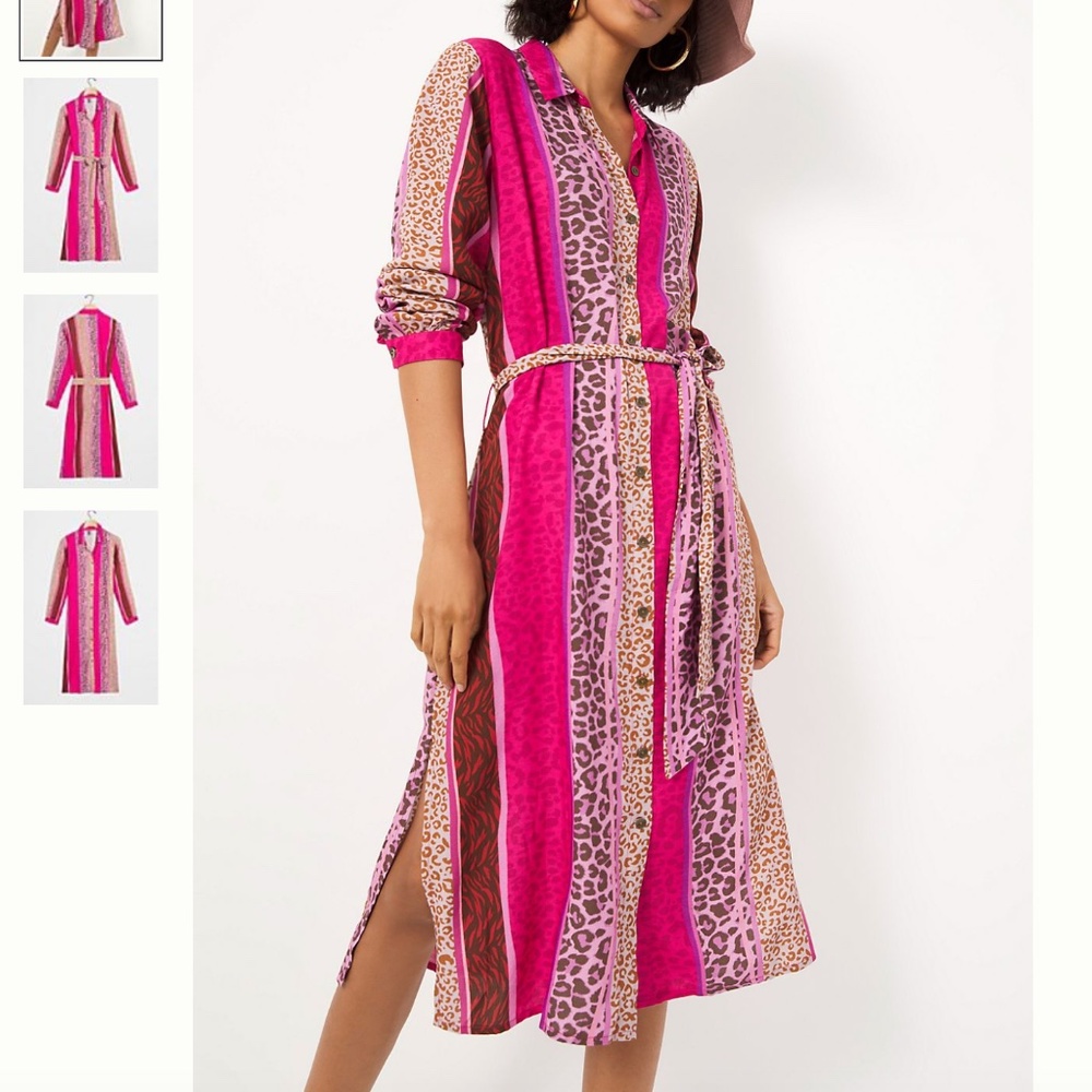 Renela Leopard Animal Cat Striped Boho Peasant Hipster Hippie Art Farm Hip Dress